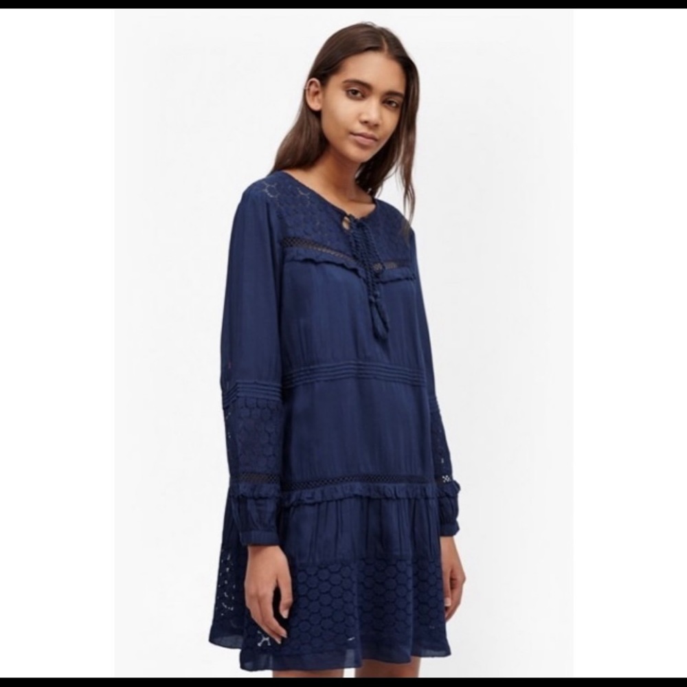 FRENCH CONNECTION LoLa long sleeve lace bohemian dress- 10